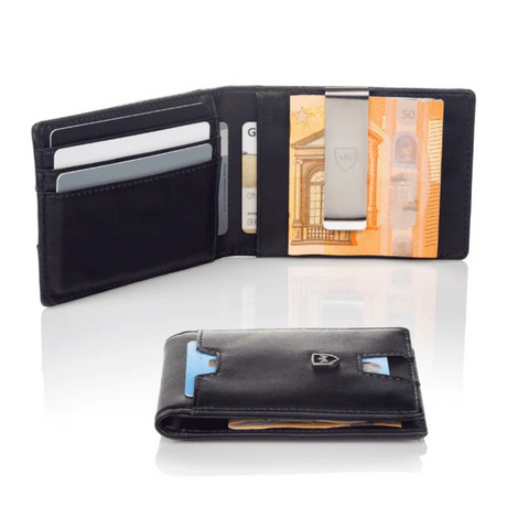 Geldbörsen, Ausweis- & Kartenhüllen für Herren - Kreditkartenetui mit  Geldklammer und Münzfach - Kartenetui mit RFID Schutz, slim wallet -  Fahrzeugschein Hülle - bis 17 Karten - Kunstleder (Schwarz) : :  Fashion